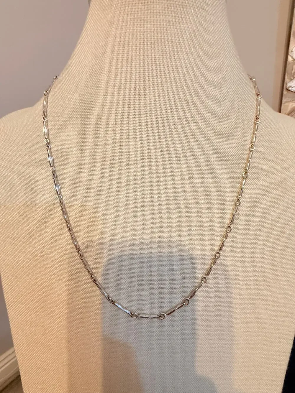 Vintage NOS Silver Tone Bar Link Chain Necklace 22”